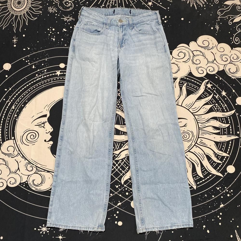 Hollister Straight Jeans Women's 0 Blue Cotton Denim Baggy Streetwear Stretch